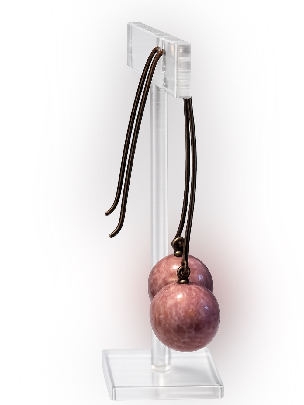 Jay King DRT 925 Sterling Silver Rhodonite Dangle Earrings 16mm 2” Drop - Picture 2 of 4